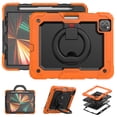 thumbnail image 5 of for iPad Pro 11 2024 Kids Case Heavy Duty Rugged Shockproof Silicone Hybrid Protective Case Cover Rotating Ring Stand Hand Grip+Pencil Holder+Screen Protector for iPad Pro 11 2024 - Orange+Black, 5 of 8