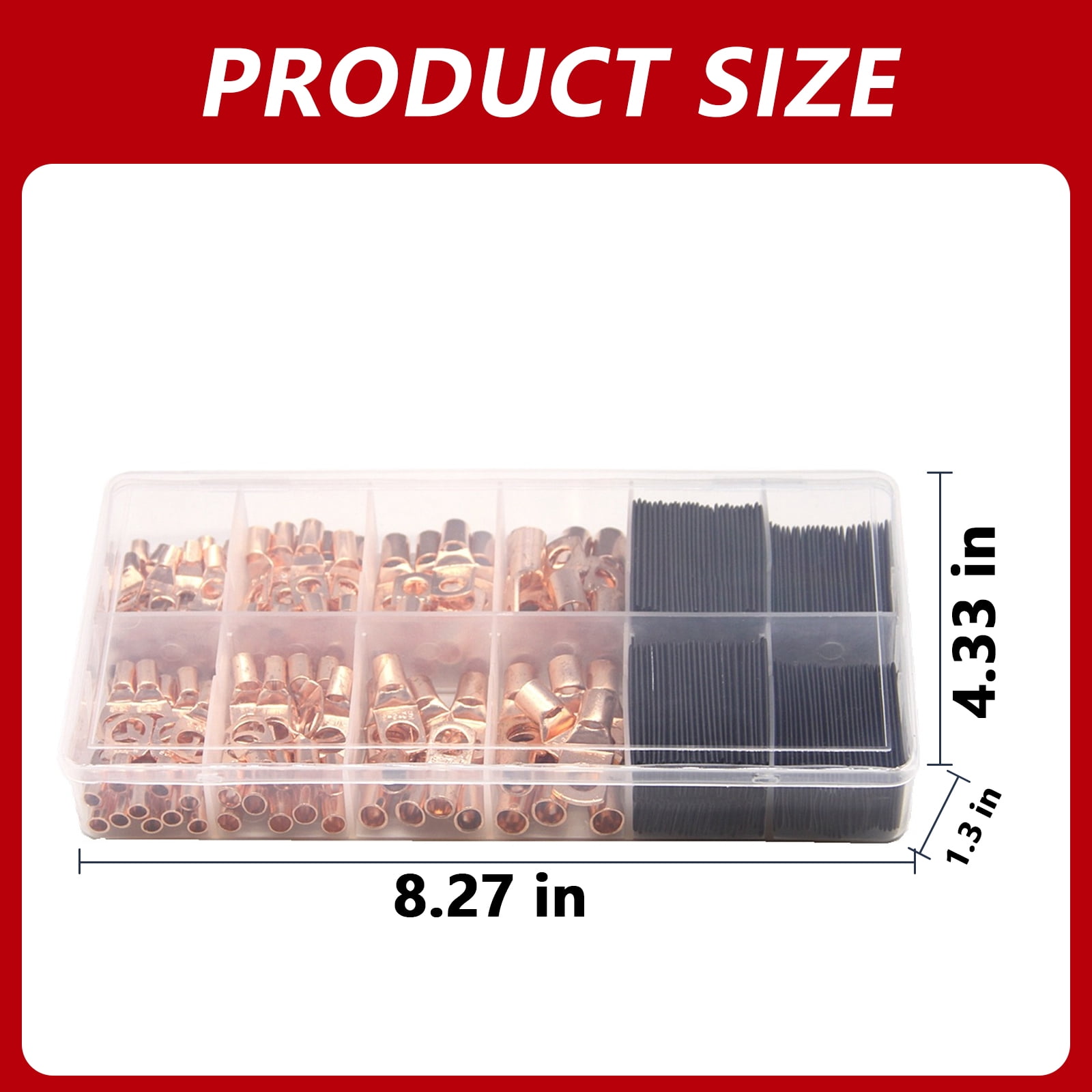 Aniceparthy 260pc Copper Wire Lugs ring terminal block SC peephole terminal block Wire Connectors Kit for Marine,Automotive,Cables,Appliances(120PCS terminals+140PCS heat shrink tubing)