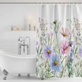thumbnail image 4 of Spring Floral Waterproof Fabric Shower Curtain,Watercolor Herbs Summer Botanical Waterproof Fabric Shower Curtain for Bathroom Curtains Bathtubs Hotel Shower Curtains with 12 Hooks Stall 54x78in, 4 of 8