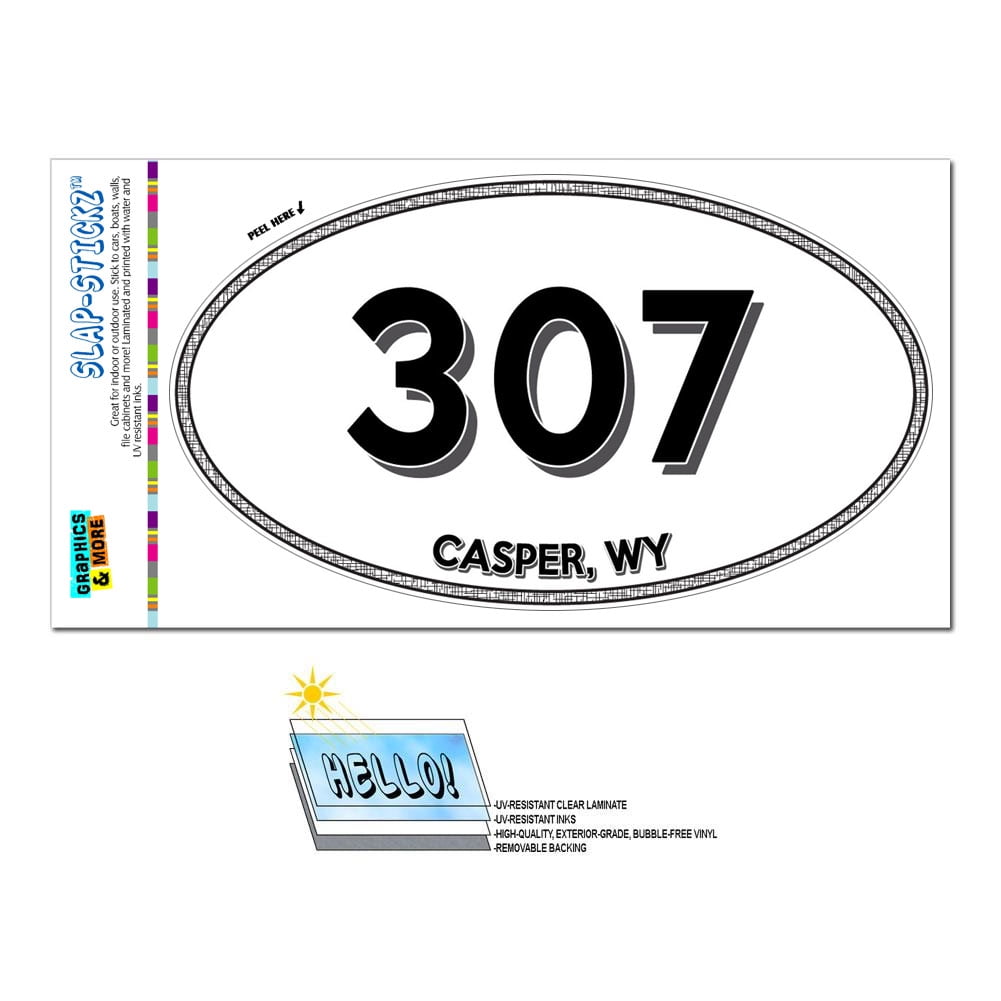307 Casper, WY Wyoming Oval Area Code Sticker