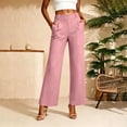 thumbnail image 2 of MaFYtyTPR Dress Pants for Women High Waist Pleated Straight Leg Strech Suit Trousers with Pockets for Business Daily Wear A-Pink XXXL, 2 of 6