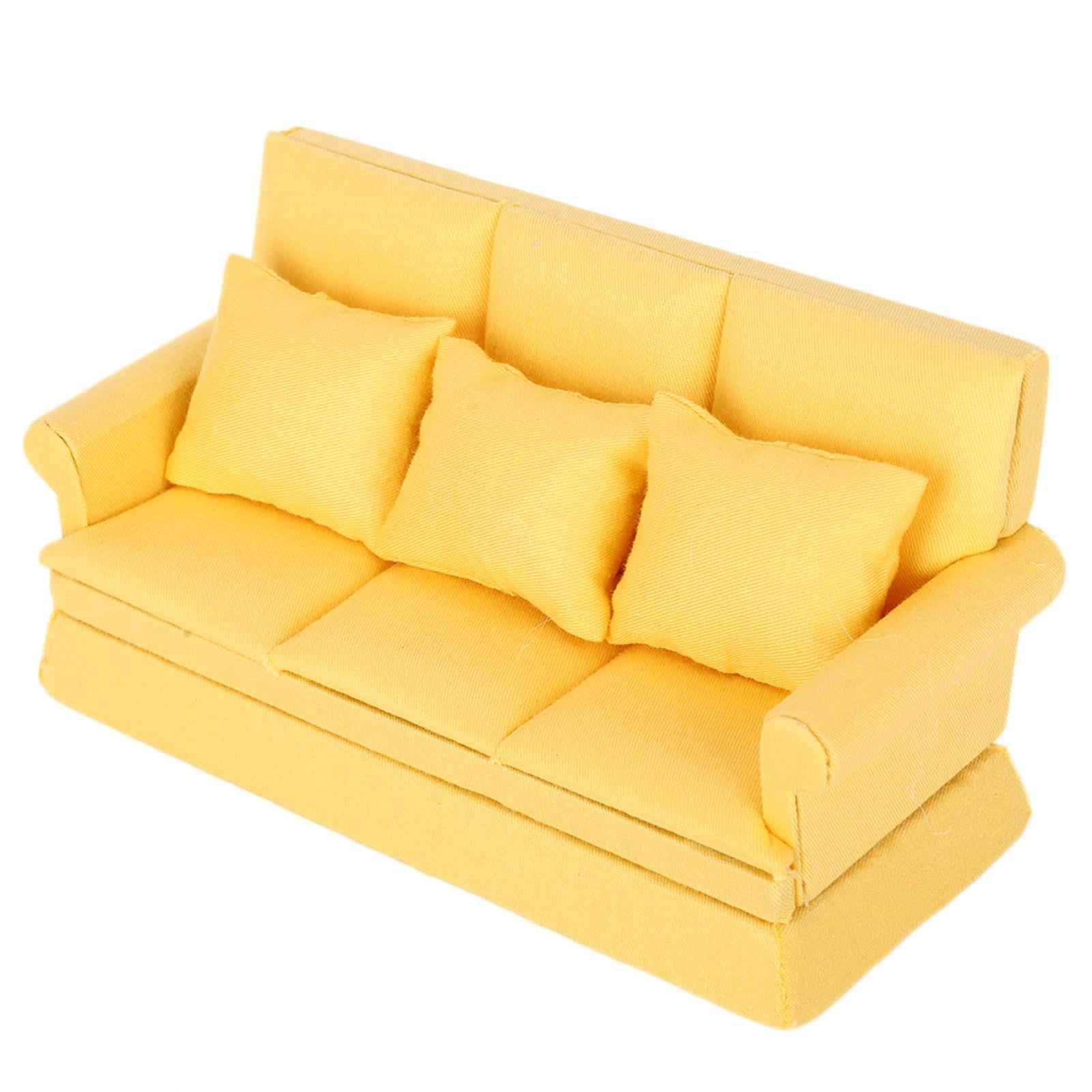 Dollhouse Fancy Couch, Doll House Sofa With 3pcs Pillow Dollhouse Sofa