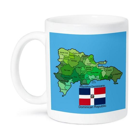 3dRose, Flag and Map of the Dominican Republic with all the provinces identified by name., 15oz Mug