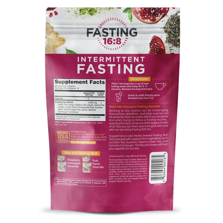 Fasting 16:8 Intermittent Fasting Individual Tea Bags, 0 Sugar, 0