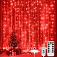 thumbnail image 1 of GFDYREE LED Curtain Lights Christmas, 300 LEDs 9.8FT x 9.8FT USB Curtain String Lights with 8 Lighting Modes Wall Lights with Remote Control, Twinkle Lights for Bedroom Decoration (Red), 1 of 6