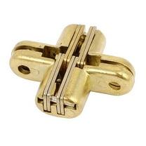 SENRISE 1/2 Pcs Zinc Alloy Invisible Cross Hinge Wood Metal Kitchen Cabinet Concealed Hinges Gold