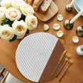 thumbnail image 2 of Boho Brown Leather Texture Round 13 Inch Placemats Set of 4, Modern Black Striped HeatResistant Non Slip Place Mats for Dining Table, Wipeable Braided Kitchen Table Mats for Housewarming, 2 of 9
