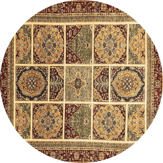 Ahgly Company Indoor Round Abstract Brown Modern Area Rugs, 7' Round