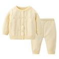 thumbnail image 4 of Esaierr 2PCS Newborn Baby Boys Girls Knitted Sweater Outfits Solid Color Crewneck Cardigan Tops with Pants 2-Piece Set Spring Fall Unisex Set 0-24 M, 4 of 7