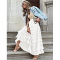 thumbnail image 4 of Women's Tulle Midi Skirt Elastic High Waist A-Line Ruffle Tiered Layered Mesh Puffy Long Maxi Skirt, 4 of 11