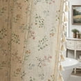 thumbnail image 2 of Psoiuetr Floral Farmhouse Vintage Linen Shower Curtain, French Country Shower Curtains for Bathroom with Tassels, 72Wx72H, 2 of 6