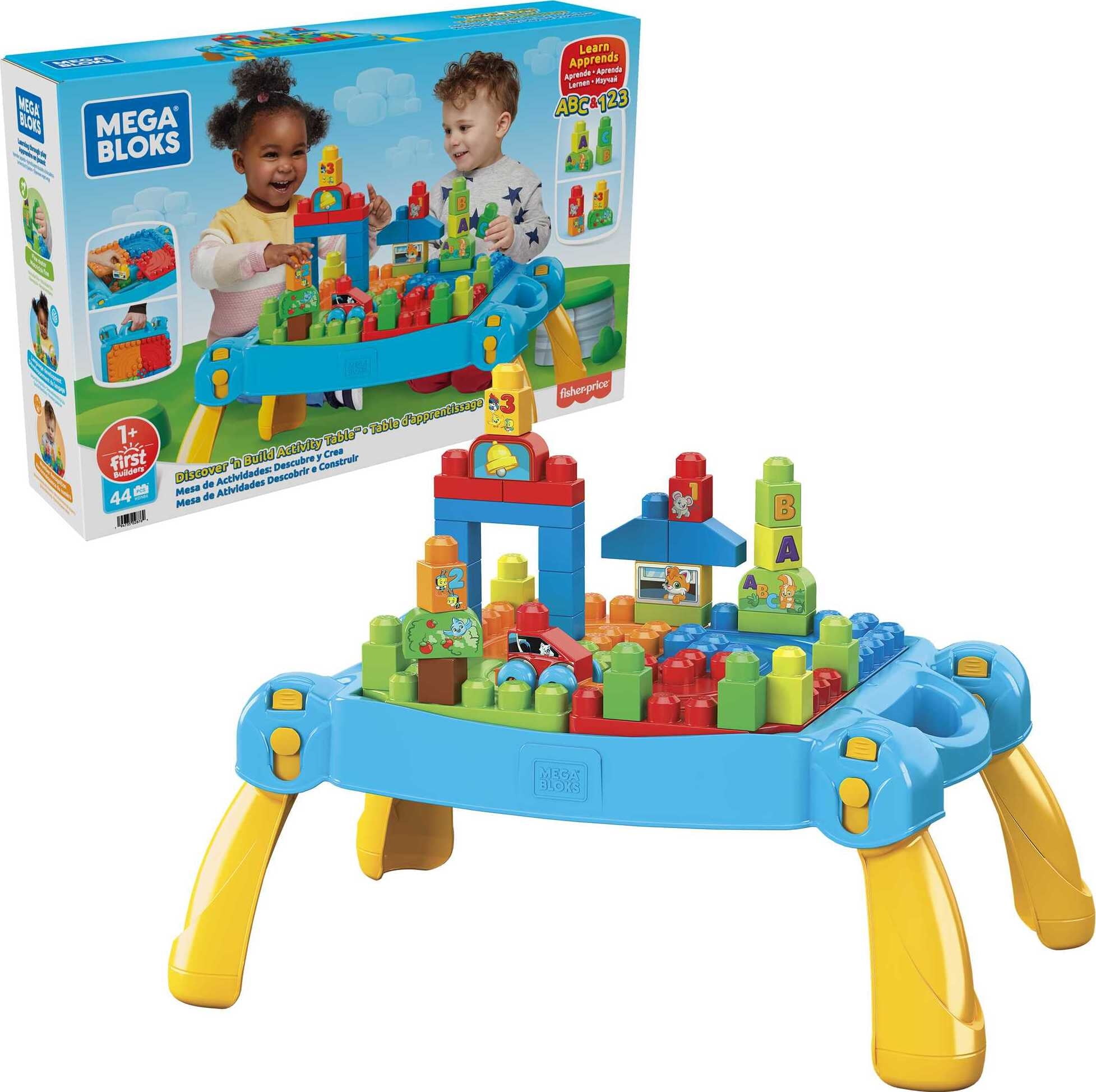 MEGA BLOKS Building Toy Blocks Discover n Build Activity Table (44 Pieces) For Toddler