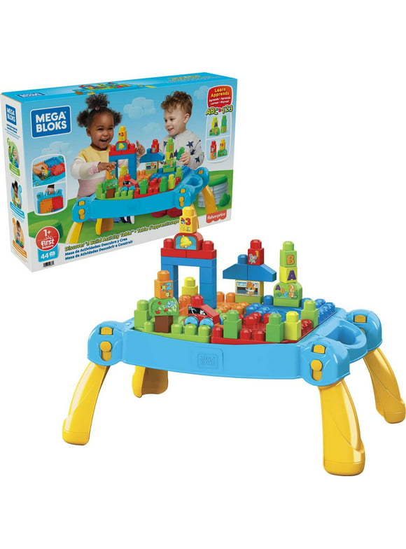 MEGA BLOKS Building Toy Blocks Discover n Build Activity Table (44 Pieces) for Toddler