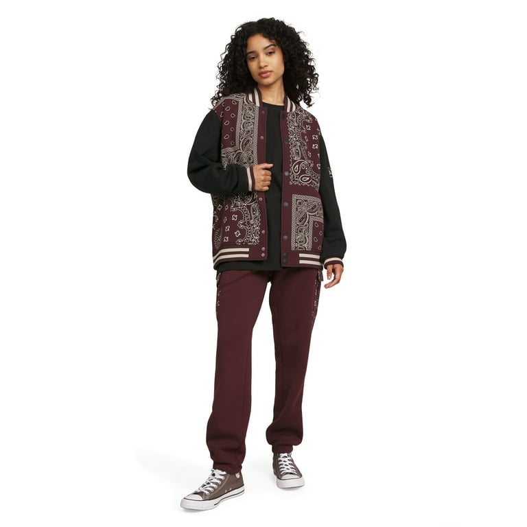Dogg Supply All Gender Paisley Fleece Varsity Jacket, Men's Dogg Supply All Gender Paisley Fleece Varsity Jacket, Men's