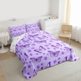 thumbnail image 3 of Homewish Dreamy Purple Butterfly Full Size Comforter Sets for Kids, Kawaii Cartoon Animal Bedding Comforter Set, Blossoms Flower Reversible Bedding Sets, Breathable Home Decor, 3pcs, 3 of 8