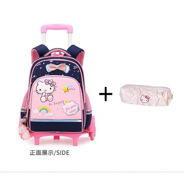 Sanrioed Trolley School Bag Anime Hellokittys Student Rolling Backpack with Wheels Large Capacity Waterproof Wearable Girl Gift Walmart