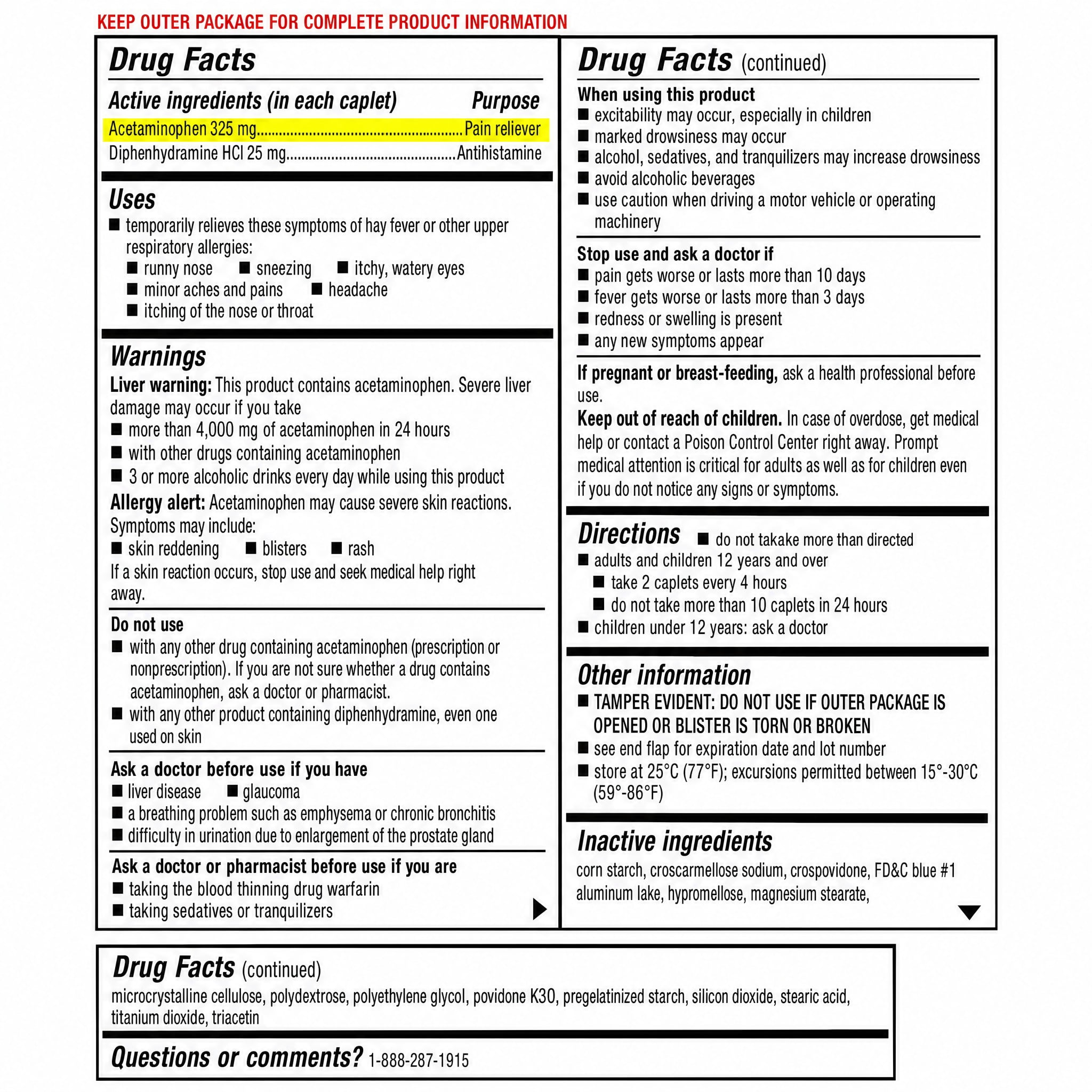 EQ Severe Allergy Plus Headache Relief Medicine - 20 Count