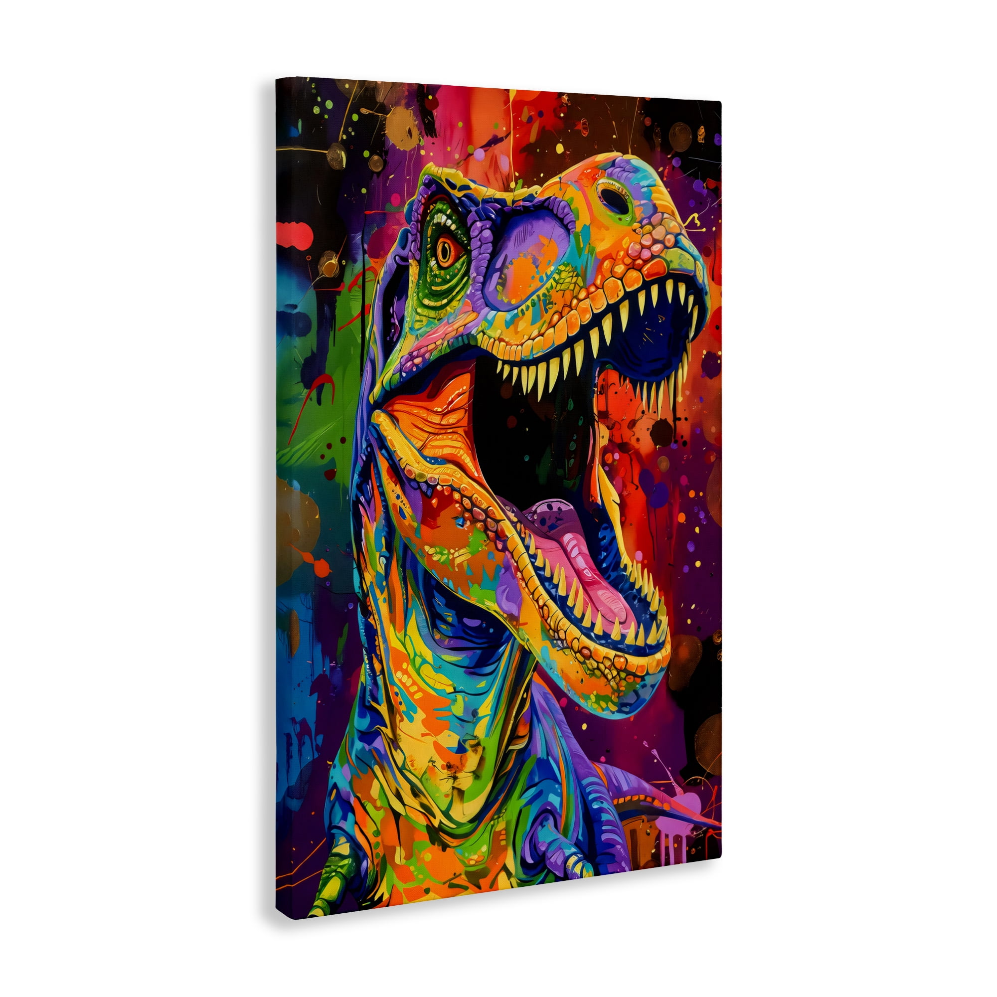 Stupell Industries Paint Splatter Urban T-Rex Canvas Wall Art, design by Creative Studio