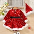 thumbnail image 5 of Wangmeiwg Girls' Dresses Baby Girls Festive Holiday Outfit Star Print Long Sleeve Dotted Jumpsuit Dress With Cozy For Christmas Party Photography 9-12 Months Red, 5 of 7