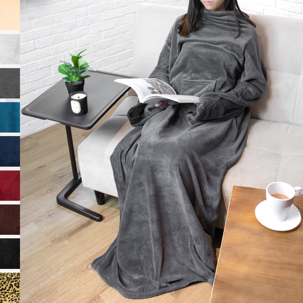 Premium Fleece Blanket with Sleeves for Adult, Women, Men Warm, Cozy