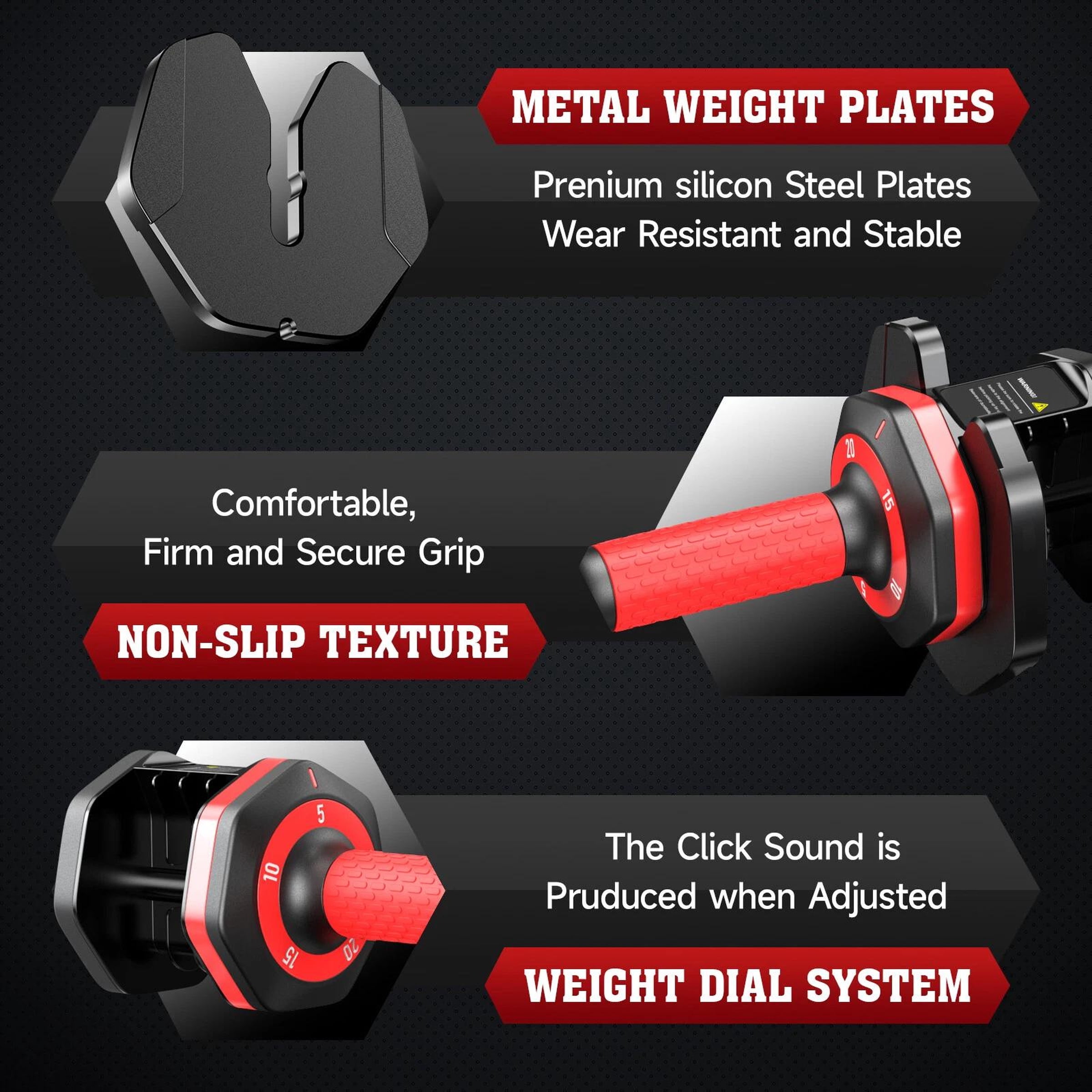 Total 50 Lbs Adjustable Dumbbell Set Dumbbells Weights Pair TWO DUMBBELLS 25*2