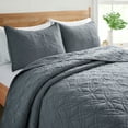 thumbnail image 4 of Peace Nest 2-Piece Reversible Pattern Quilted Coverlet Set, Dark Gray, Twin, 4 of 6