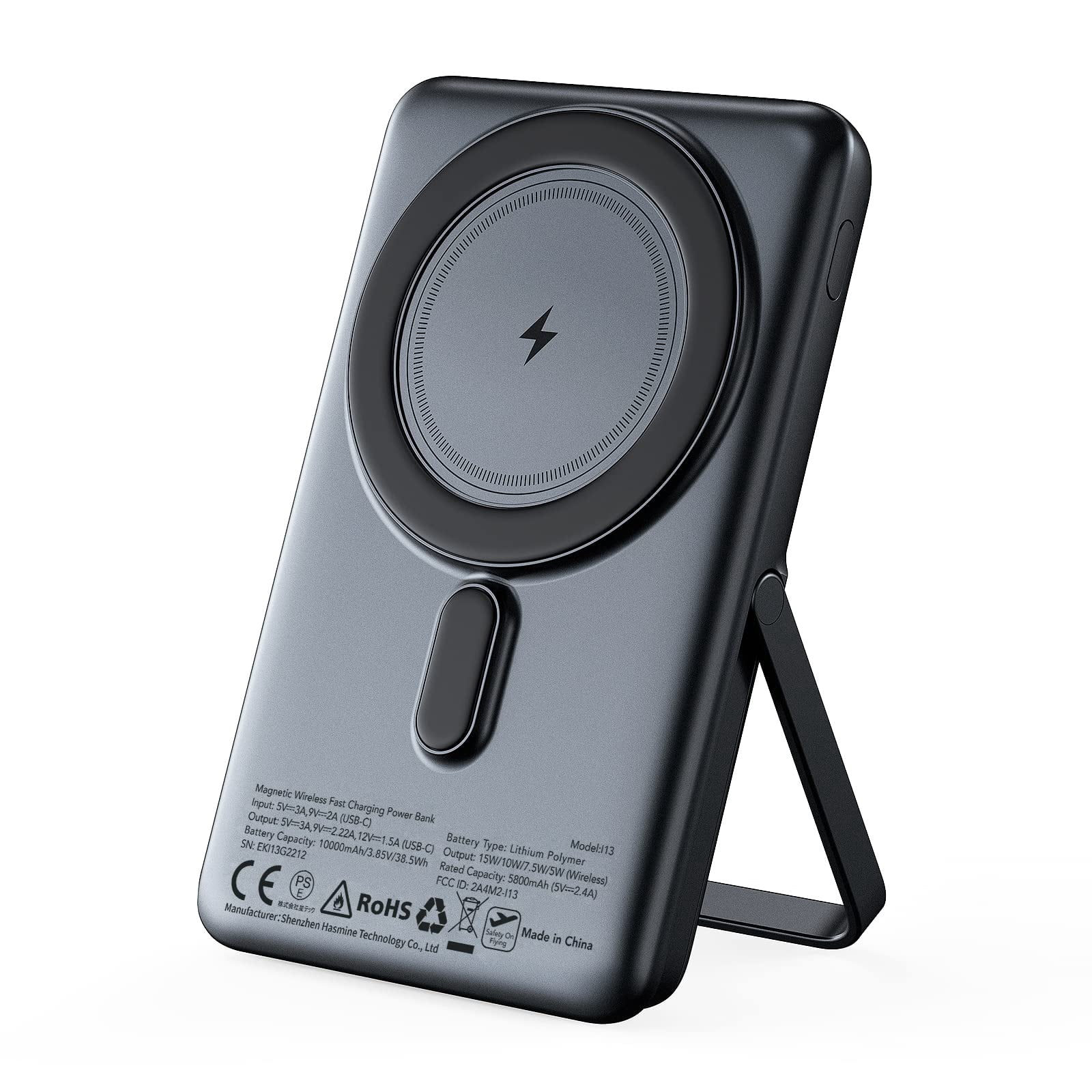 Wireless Portable Charger, Magnetic Power Bank, 20W PD Fast Charging Mag-Safe Battery Pack with Foldable Stand and 12N Stronger Magnet for iPhone 14/13/12 Series