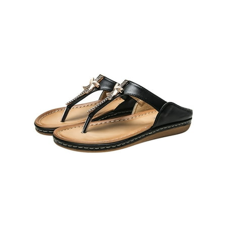 

KKCXFJX slippers for women Women s Shoes Low-heeled Slippers Casual Comfortable Wear-resistant Sandals Summer Beach Flip Flops Slippers