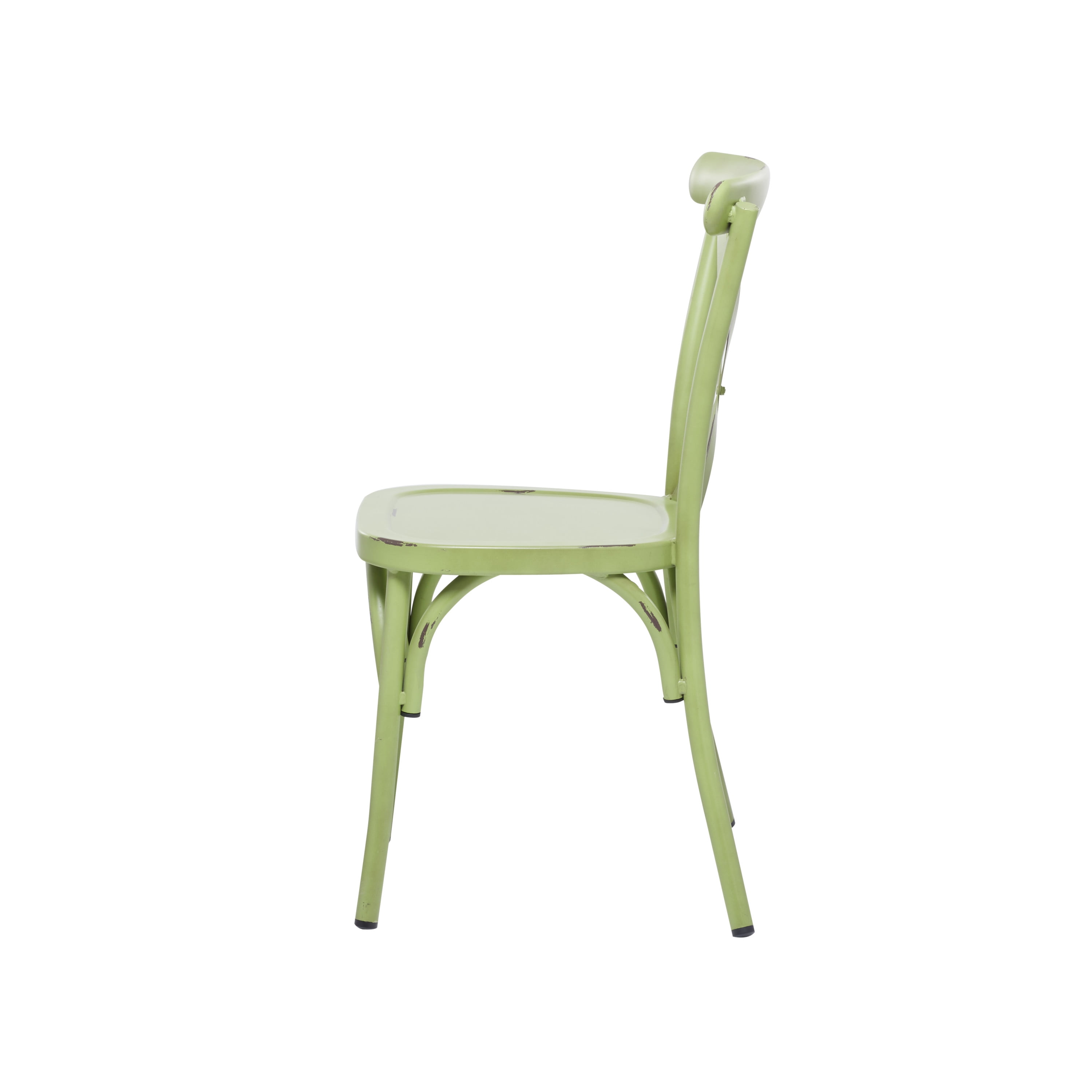DecMode 22"W, 35"H Metal Farmhouse Outdoor Dining Chair, Green, 2-Piece