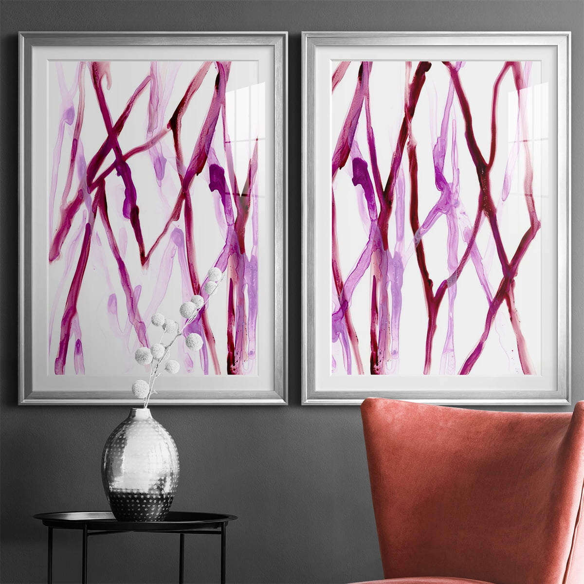 Wexford Home Runnel XV Premium Framed Print, 26.5" x 36.5" - Ready to Hang, Silver (Set of 2)