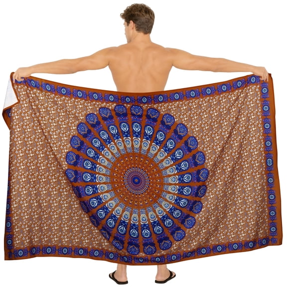 HAPPY BAY Men's Standard Casual Sarong Long Pareo Beach Wrap One Size Red-R654 Summer Vacation Party