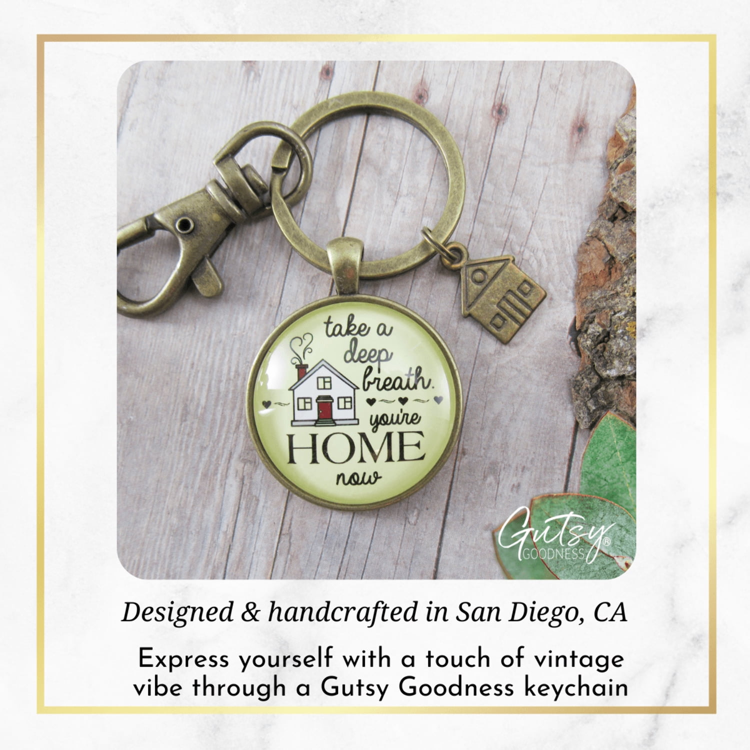 New Home Gutsy Goodness Bronze Keychain Take Deep Breath First House Apartment Gift Idea From Realtor