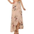 thumbnail image 3 of Falda larga tipo pareo para playa con lazo en la cintura y diseño bohemio con flores para mujer, talla XL, 3 of 5