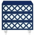 thumbnail image 3 of Posh Living Serenity 3-Drawer Mirrored Trellis Pattern Nightstand in Navy Blue, 3 of 9