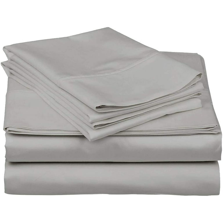 100% Egyptian Cotton Sheets King Size - 800 Thread Count Silver Solid Bed  Sheets, Premium 4 Piece Sateen Weave Sheet Set, Soft Long Staple Cotton, 12  Inch Deep Pocket 