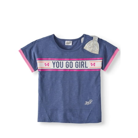 "You Go Girl" Slub T-Shirt with Bow Shoulder (Little Girls & Big Girls)