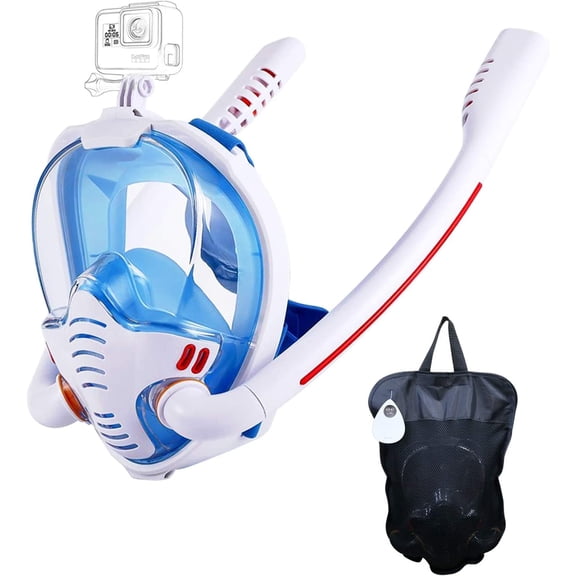 Tubes Full Face Snorkel Mask,New Breathing Mode 180 ° Panoramic Anti-Fog Diving Mask Free Breathing,Dry Top System Snorkeling Mask for Adults Teenagers