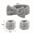 thumbnail image 4 of New 3Pcs Spa Headband Wrist Washband Set for Women Washing Face, Fluffy Skincare Elastic Bowknot Hairbands for Spa Yoga Sports Shower (Gray), 4 of 7