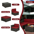 thumbnail image 6 of Seizeen Patio Sofa Set, Outdoor Conversation Set, Sectional Cushioned Sofa & 1 Glass Table, All-Weather Rattan Furniture Set, Red, 6 of 14