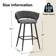 thumbnail image 4 of Andeworld 24'' Barstools set of 4, Modern Velvet Bar Stools with Woven Back, Counter Height Barstools with Upholstered Seating, Square Footrest, Grey, 4 of 7