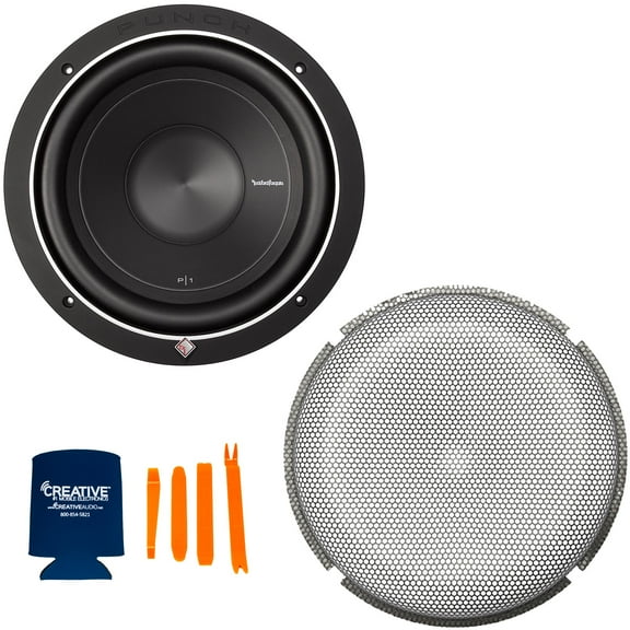 Rockford Fosgate 1 P1S4-10 Punch P1 10" 4-Ohm Subwoofers and 1 P1G-10 Stamped Grille Insert
