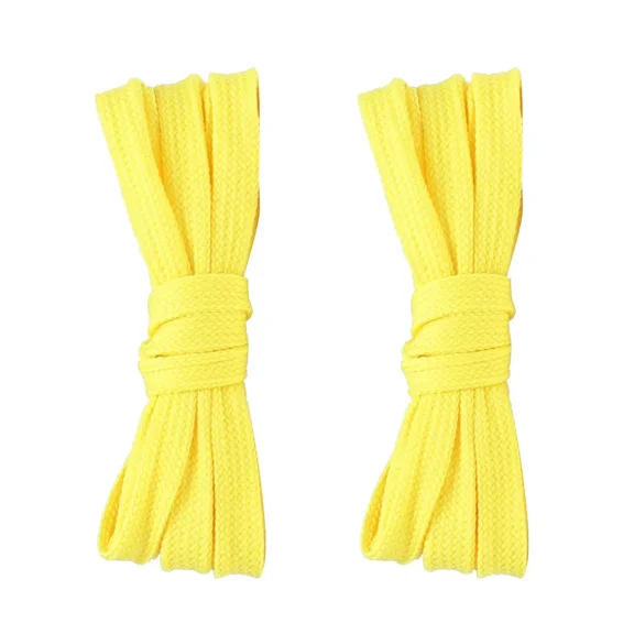2pair Double Layers Flat Shoelaces Yellow for Sneakers Adults Kids 36 45 72 Inch