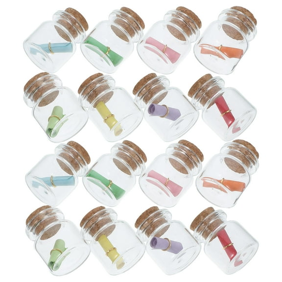 DECOMELODY Glass Wish Bottles Kit Multi Colored For Decoration 24Pcs 0.98X0.87X0.87In