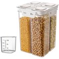 thumbnail image 1 of Recipientes Herméticos con Tapas para Almacenar con 4 Compartimentos, Contenedores de Plástico Transparente para Cereal, Especias, Secos, con taza medidora, 1 of 4