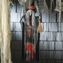 27 1/2" Hanging Witch with Hat & Broom Halloween Decoration