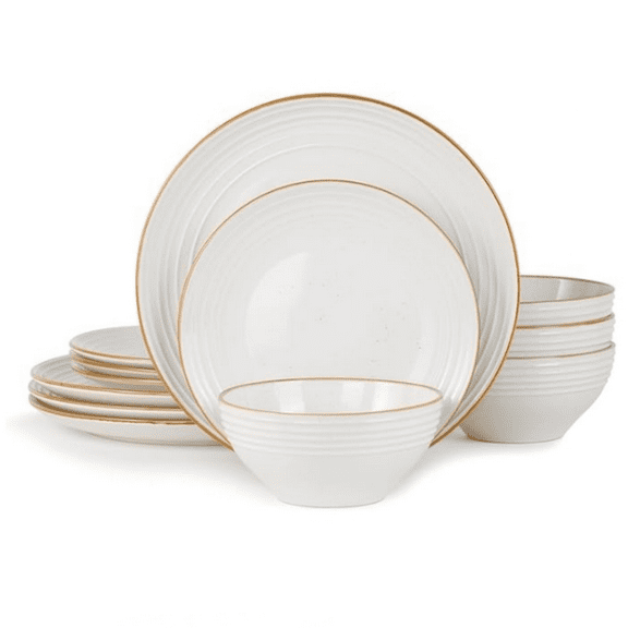 Dinnerware Set, Plates and Bowls Sets for 4, 12 Pieces Dishes Set, Microwave and Dishwasher Safe, Scratch Resistant, White