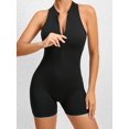 thumbnail image 2 of Women's Yoga Zipped Tank Top Jumpsuit Gym Sleeveless one Piece Fashion Jumpsuit, Sport Casual Wear, 2 of 7