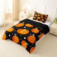 thumbnail image 2 of Homewish Autumn Fall Pumpkin Twin Comforter Sets,Halloween Themed Bedding Set,Black Orange White,Black Reversible,2pcs,1 Comforter and 1 Pillowcase, 2 of 7