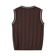thumbnail image 3 of Men’s V Neck Sleeveless Cable Knit Sweater Vest Classic Ribbed Hem Pullover Lightweight Soft Knitwear Casual Style, 3 of 7