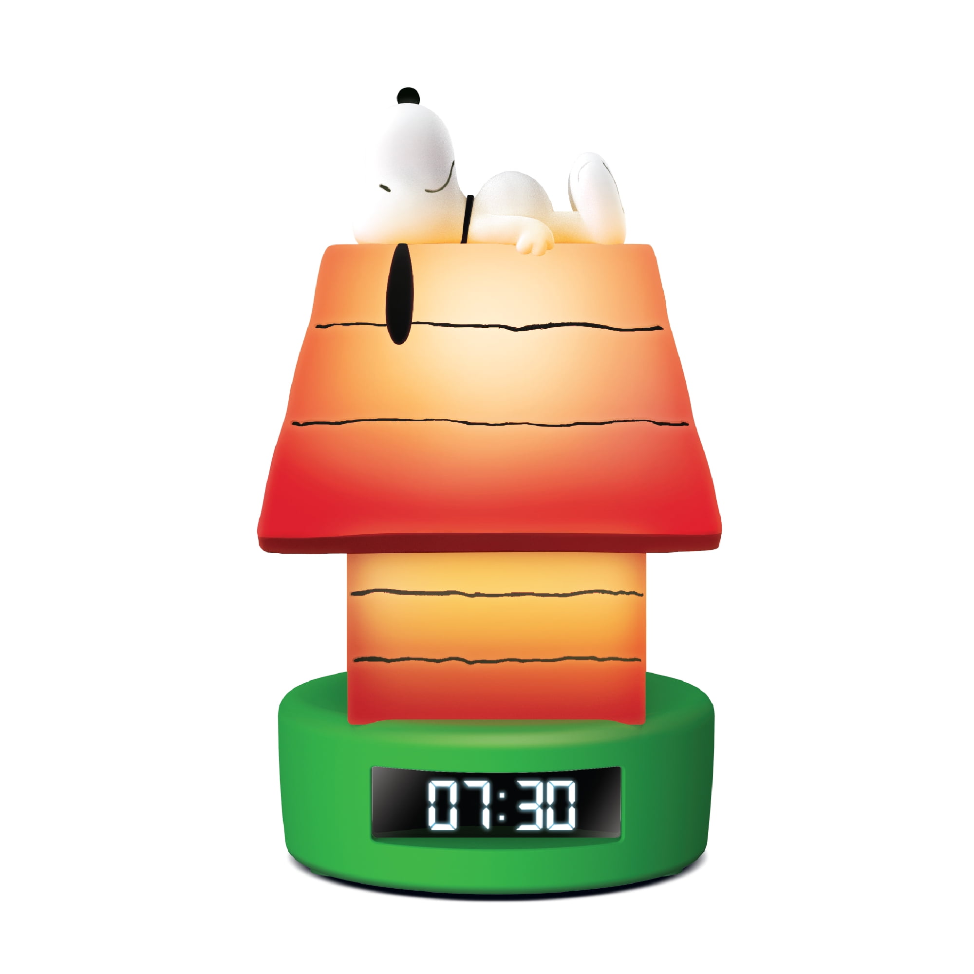 Peanuts Snoopy Doghouse LED Alarm Clock – Warm White Lighting, Digital Display, Snooze Function, USB Powered, Cute & Nostalgic Bedroom Décor